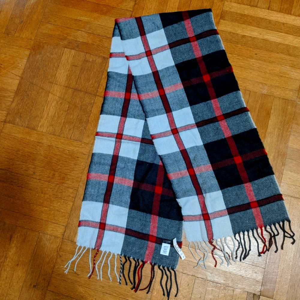 J. CREW Plaid Fringe Scarf